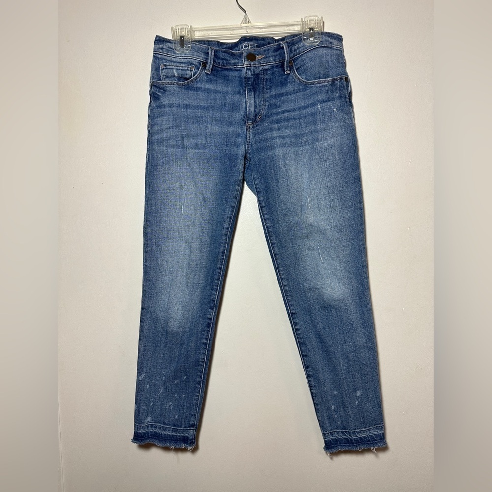 Loft Relaxed Skinny Crop Blue Jeans Frayed Hem size 27/4